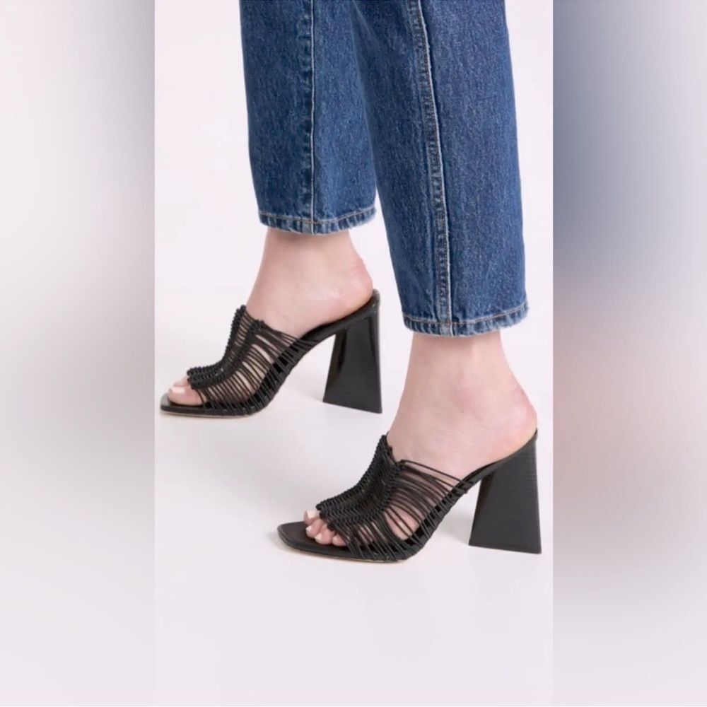 Sam Edelman Laurette Block Heel Woven Mules Sandals in Caviar Brown size 7 - Picture 5 of 15